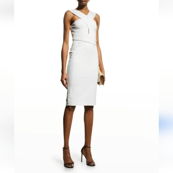 LAVISH ALICE White Halter Polyester Knee Length Dress Size 10 - Picture 5 of 9